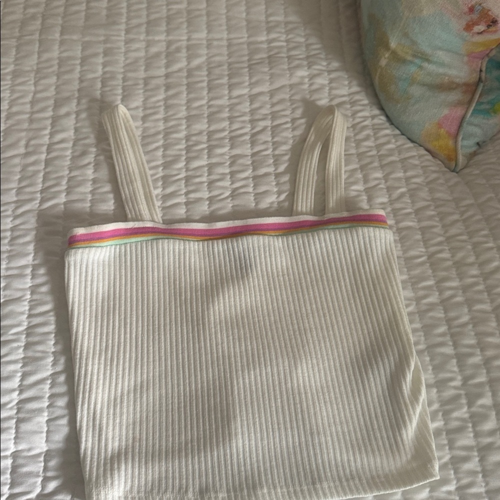 Forever 21 White Tank with Multicolor Trim - Picture 3 of 5